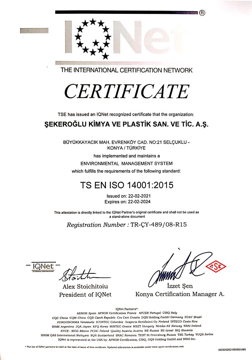 ŞEKEROĞLU · IQNET · ISO 14001